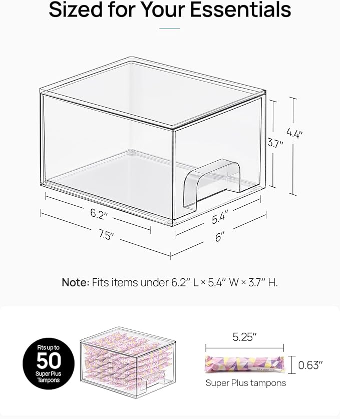 Vtopmart 12 Pack Small Clear Stackable Storage Drawers, Acrylic Bathroom Makeup Organizer, Plastic Storage Bins For Vanity, Undersink, Kitchen Cabinets, Pantry, Home Organization