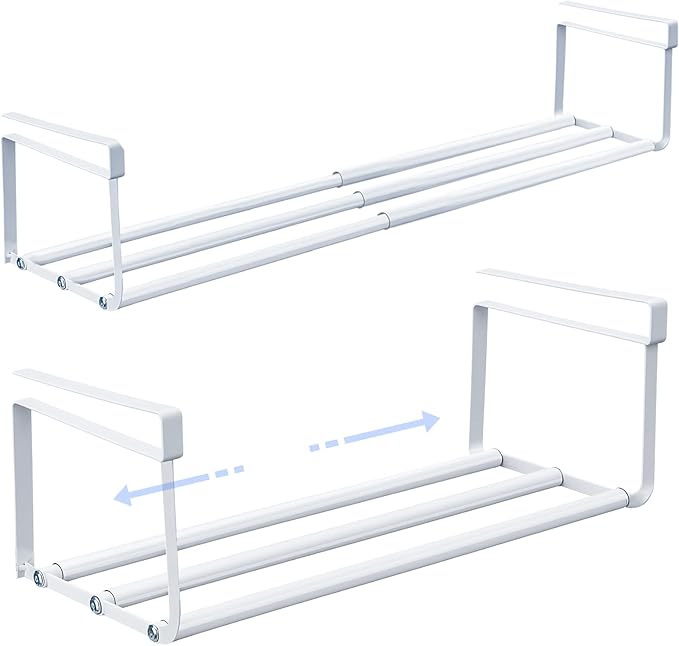 CroBlissful 2 Pcs Expandable Shoe Rack Organizer for Closet 16.5-31.5 Inch Adjustable Retractable Hanging Cabinet Shoe Shelf Dorm Room Storage for Space Saving (White)