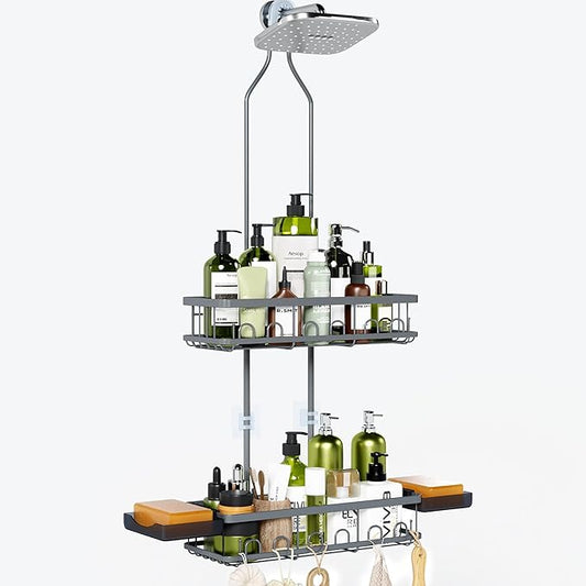 Shower Caddy Hanging, Adjustable Height Organizer for Over Showerhead