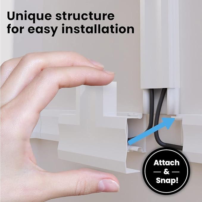 EVEO Cable Hider Wall 306” - Cable Raceway Cord Hider - Wire Covers for Cords on Wall, Cord Cover, Wall Cable Hider, Cable Concealer, Wire Hiders for TV on Wall - 20X (L16 W0.95 H0.5) - Medium | Grey