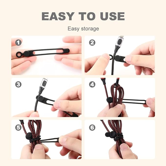 Silicone Cable Ties, 2026 Upgrade Reusable Cable Management Organizer, Elastic Data Cable Organizer Cord Wrap Straps for Fastening Charger Earphone Charger Office Desk Appliance Cords Wires (20)