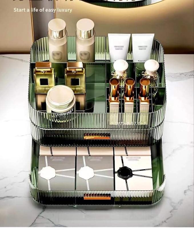 Makeup Organizer with Stackable Drawers, Green