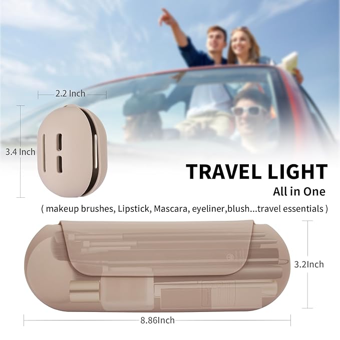AGIKET 2 IN 1 Silicone Makeup Brush Holder with Beauty Make Up Sponge Holder Case：Soft Portable Cosmetic Face Brushes Holder with Upgrade Anti-Fall Out Magnetic Closure - Walnut
