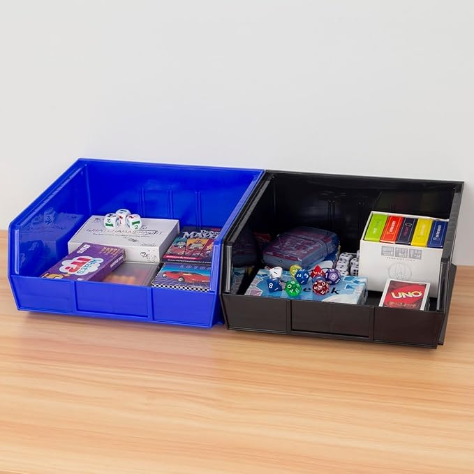 Akro-Mils 30235 AkroBins Plastic Storage Bins, Space-Saving Stackable Bins for Garage, Pantry, Craft Organization, 11" x 11" x 5", Blue, 6-Pack