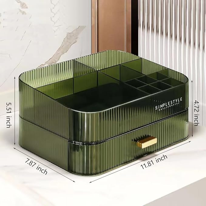 Makeup Organizer with Stackable Drawers, Green