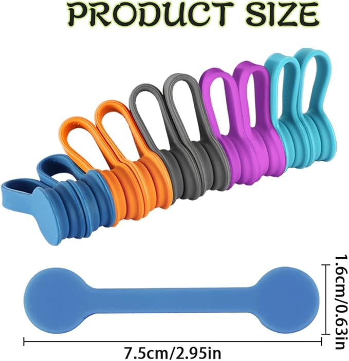 Magnetic Cable Ties 10-Pack 5 Colors