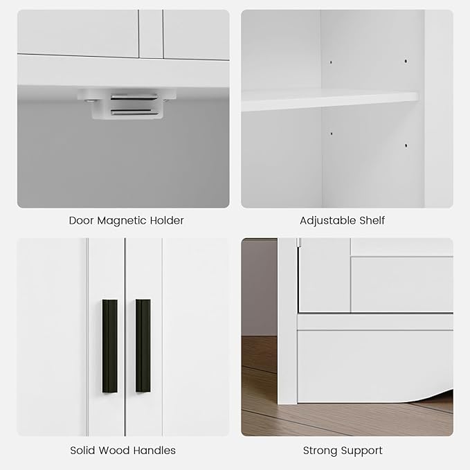 Bathroom Cabinet with Doors and Drawers, Freestanding Bathroom Storage Cabinet