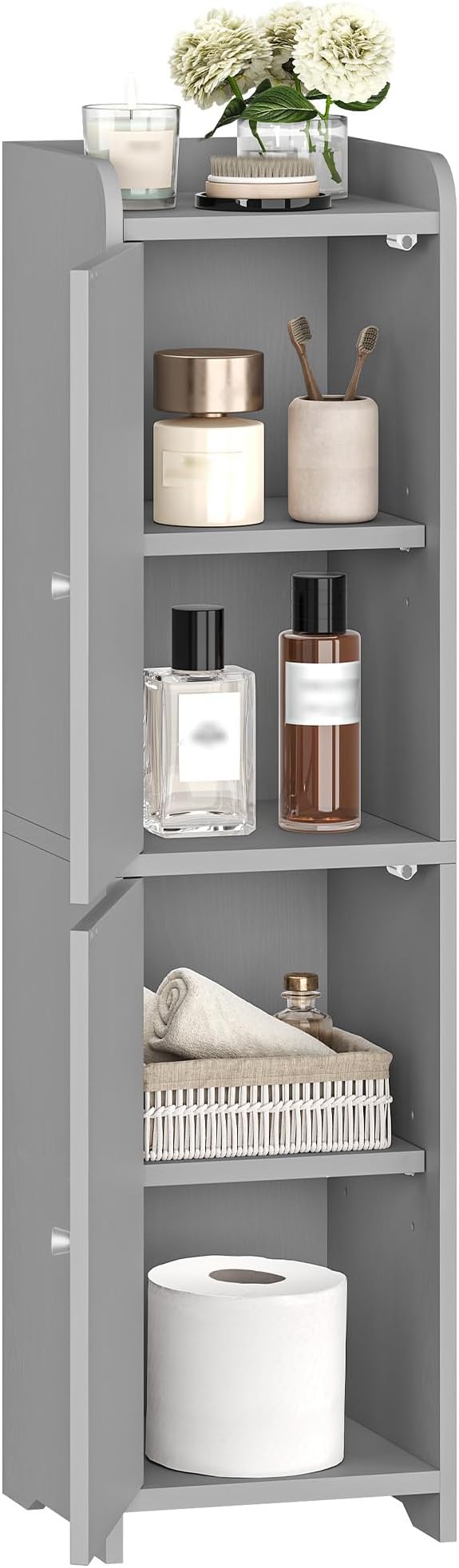 Bathroom Storage Cabinet, 7.9" D x 7.9" W x 29.5" H Gray