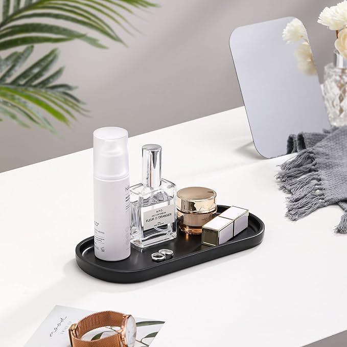 Bathroom Vanity Tray, Oval Soap Dispenser Tray, 10" Kitchen Counter Trays