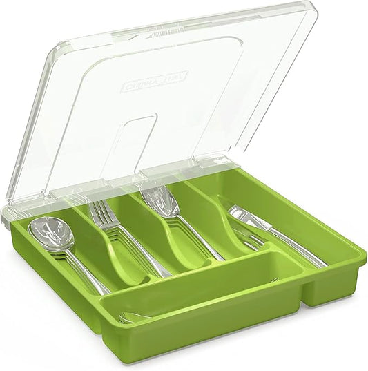 Utensil Holder for Countertop with Lid, Green