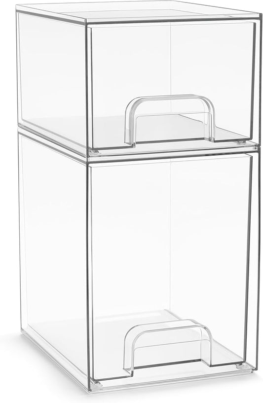 Acrylic Storage Containers, 2 Pack, 7.6’’ and 4.4’’ Tall