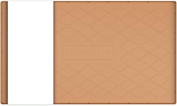 URMONA 37" x 22" Waterproof Silicone Mat in Multiple Sizes & Colors, Under Sink Mat for Kitchen & Bathroom, Pet Food Pad for Dogs & Cats, Kitchen Cabinet Liner, Multi-Purpose for Storage(Khaki)