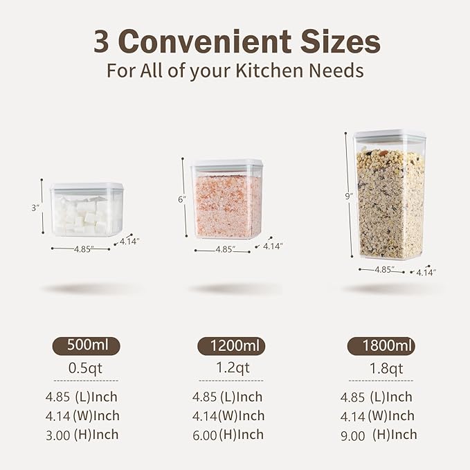 Pop Airtight Food Storage Containers Set with Lids, 1.8qt)*2
