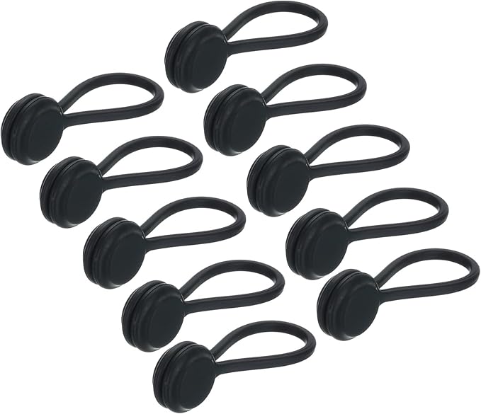 MECCANIXITY Magnetic Cable Clips 4.3 Inch x 0.6 Inch Black Magnetic Cord Organizer Cable Ties Reusable Twist Ties for Home, Kitchen, Office, 10 Pcs