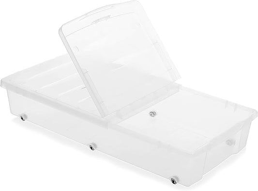 Citylife 57 QT Plastic Under Bed Storage Bins with Double-opening Lids Clear