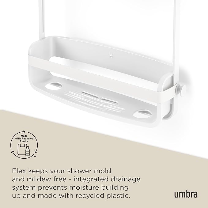 Flex Hanging Shower Caddy with 2 Shelves, Bathtub Shelf and Bathroom Organizer