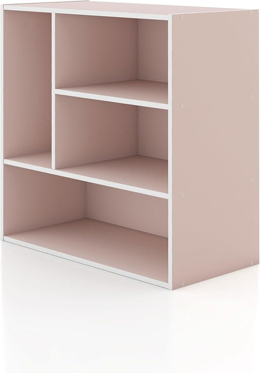 Homes, Inside + Out Apexa 4-Vertical Storage Organizer Shelves, Light Pink