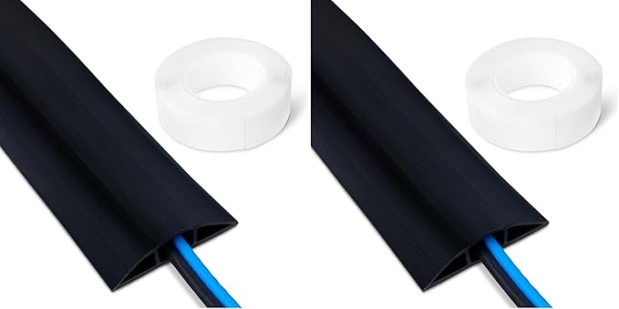 Amazon Basics Floor Cord Cover, 6ft Length, 2.6" Diameter, Cable Protector, Black (Pack of 2)