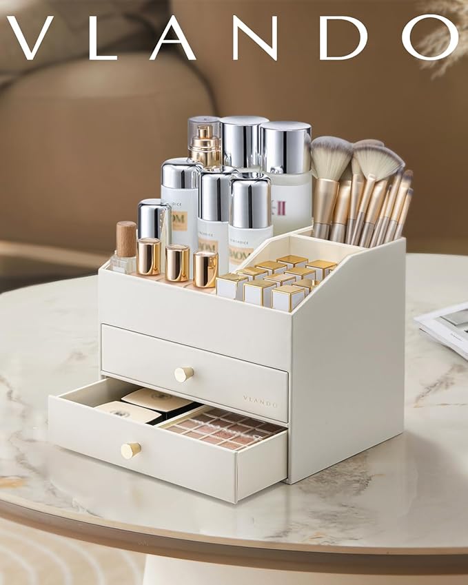Makeup Organizer for Vanity, Beige