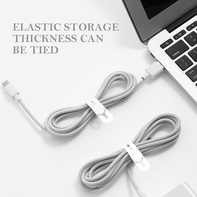 30Pcs Silicone Cable Ties, White