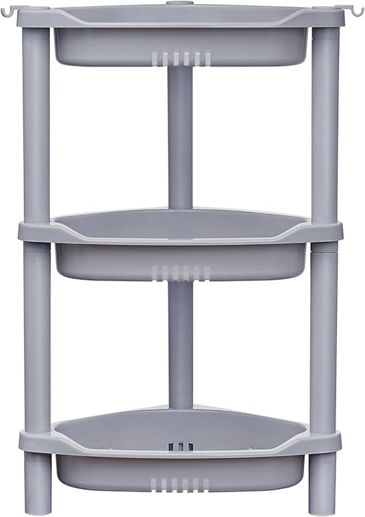 3 Tier Shower Caddy Organizer Shelf Corner, 14.4 x 11.2 x 22.4 Inches, Grey
