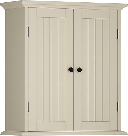 Bathroom Wall Cabinet, Over The Toilet Space Saver Storage Cabinet, Cream Yellow