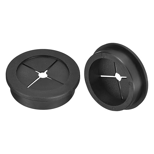 uxcell 2 Pcs Cable Cord Grommet, 1-9/16 Inch (40mm) Desk Grommet Flexible Rubber Grommets Wire Hole Cover Pass Through for Office Computer Desk Wire Organizer, Black