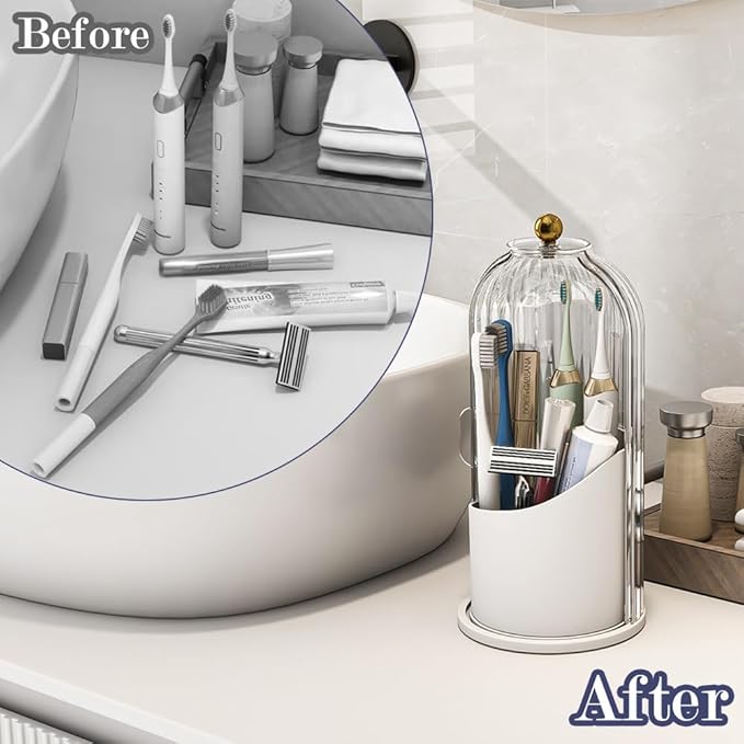 Dustproof Toothbrush Holders with Cover, Transparent