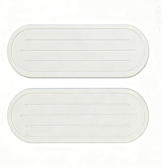 Razborci 2PCS Water Absorbing Stone Drying Tray Mat for Bathroom Sink & Kitchen Counter Faucet Organizer Decor, Quick Dry Dish Soap Dispenser Sponge Holder, Vanity Sink Caddy Coaster,White -10"*3.8"