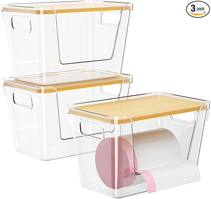 Acrylic Trash Bag Holder, 3 Pack Stackable Garbage Holder for 4-33 Gallon Bags