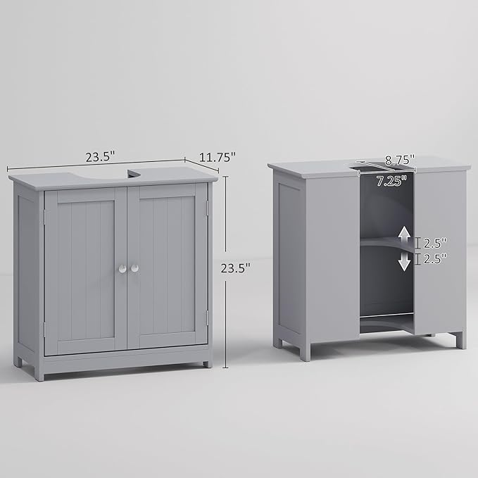 23.5" Pedestal Sink Storage Cabinet, Gray