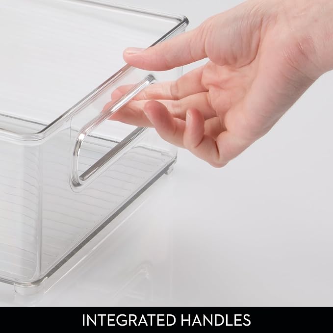 Stackable Fridge Bin, Storage Bin for Freezer or Pantry, Set of 2, Clear