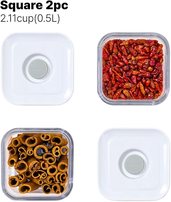 VAKUEN Premium Airtight Food Storage Containers, 2PC-SET(0.53qt), Smart One-Click Seal Lid, Patented Double Silicone Lining, 100% Leak Proof, BPA-FREE, Dishwasher, Freezer & Microwave Safe