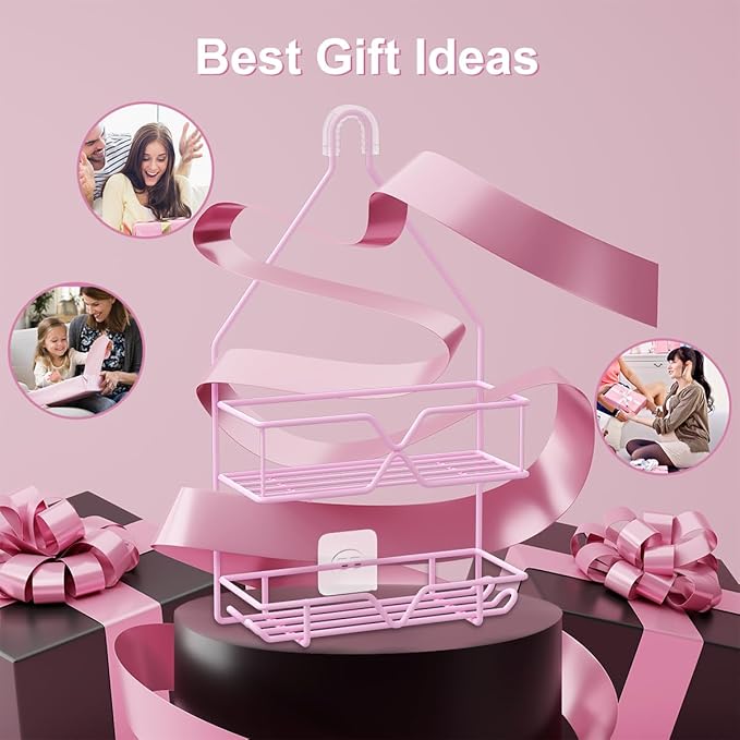 Pink Shower Caddy Over Shower Head, Pink Bathroom Accessories