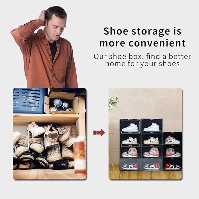 XL clear shoe storage boxes stackable
