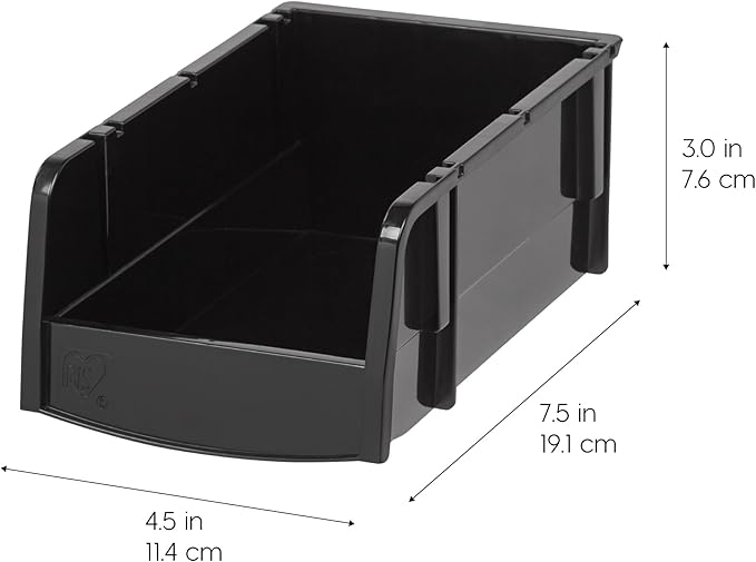 USA Small Stackable Storage Bins, 12-Pack, 7.5 x 4.5 x 3 inch, Made in USA