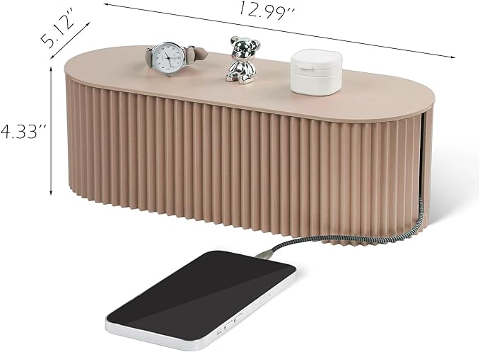 Cable Management Box Large Cable Organizer Box for Power Strips, Surge Protectors, Chargers, Adapters, TV Computer Wires Cable Hider Organizer Box with Cable Ties，Clip Holders - Khaki