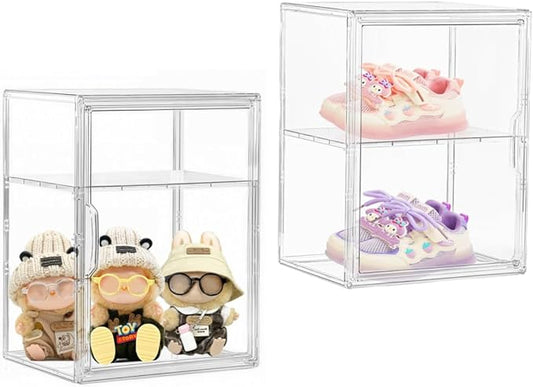 Large Clear Acrylic Display Case Shoe Storage Boxes With An Adjustable Divider