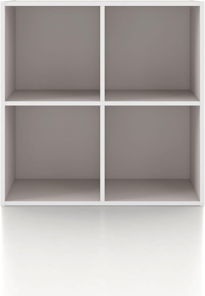 Homes: Inside + Out Apexa 4-Cube Storage Organizer Shelves, Stackable Wood Bookcase Fits Cubby Bins for Organization, Dorm Teen Room Decor & Home Office, Taupe Grey