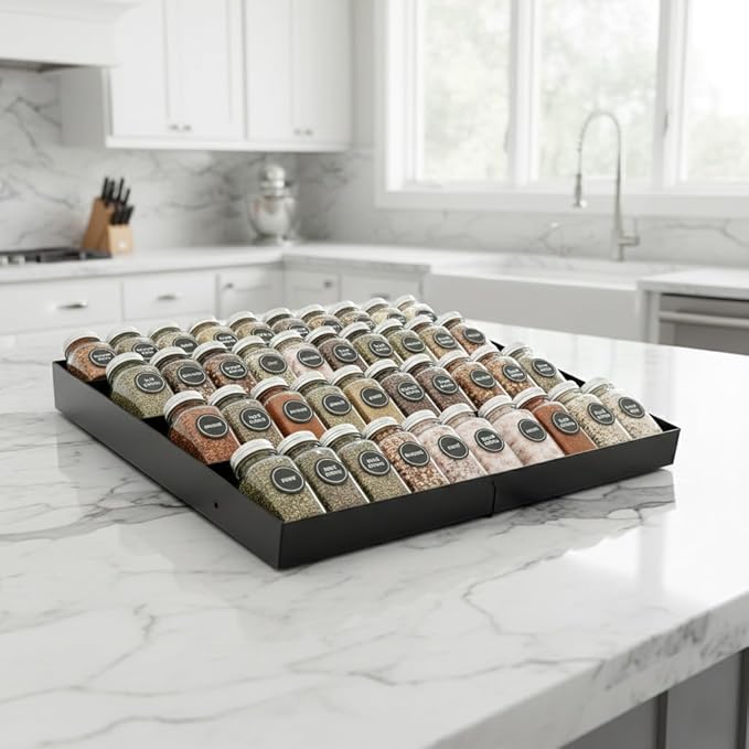Metal Spice Drawer Organizer, 4-Tier Spice Rack for Drawer