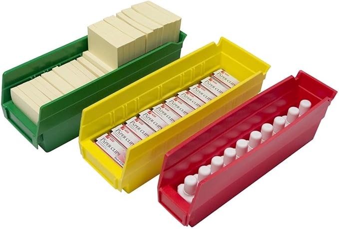 Akro-Mils 30120 Plastic Shelf Bins, Heavy Duty Storage Bins for Garage, Closet, and Drawer Organization, 12" x 4" x 4", Green, 24-Pack