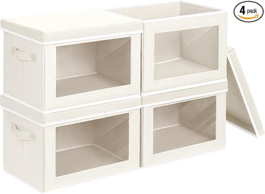 Fabric Storage Bins with Lids, Decorative Storage Boxes