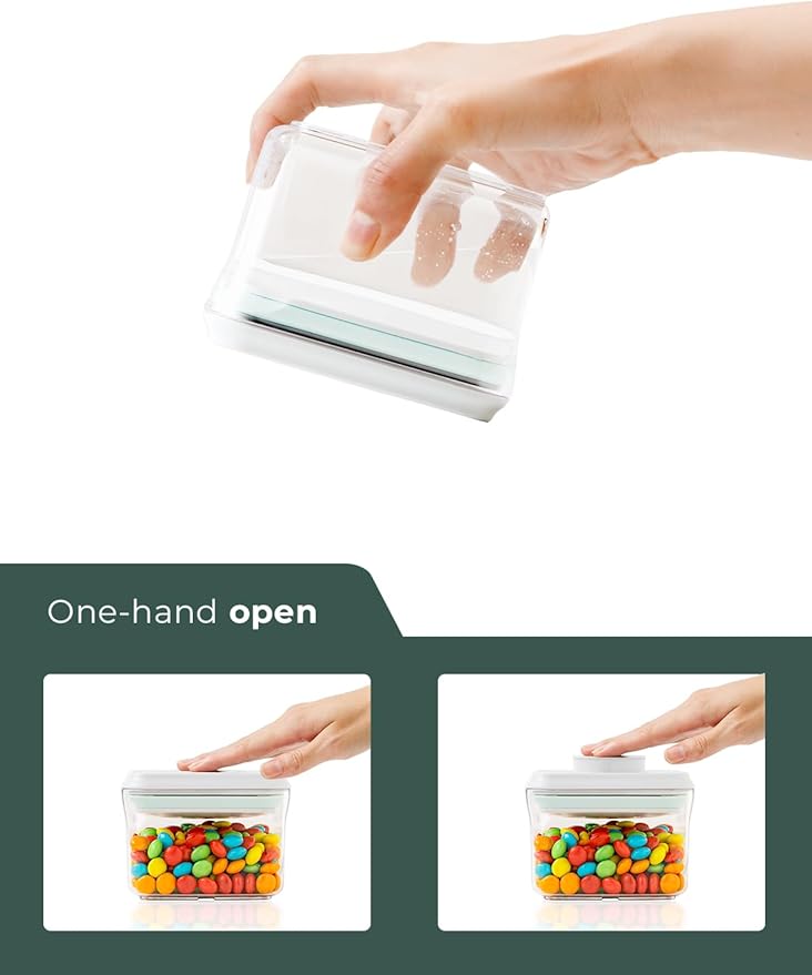 0.6 Qt Snack Containers - 3 Pack BPA-Free Mini Food Storage Canisters with One-Touch Lids, Stackable Clear Candy & Travel Containers for Pantry, Classroom & Freezer