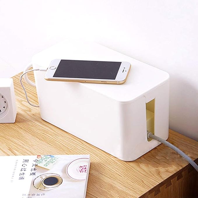 Cable Management Box, 2 Set Cable Organizer for Cable and Cord Management, White