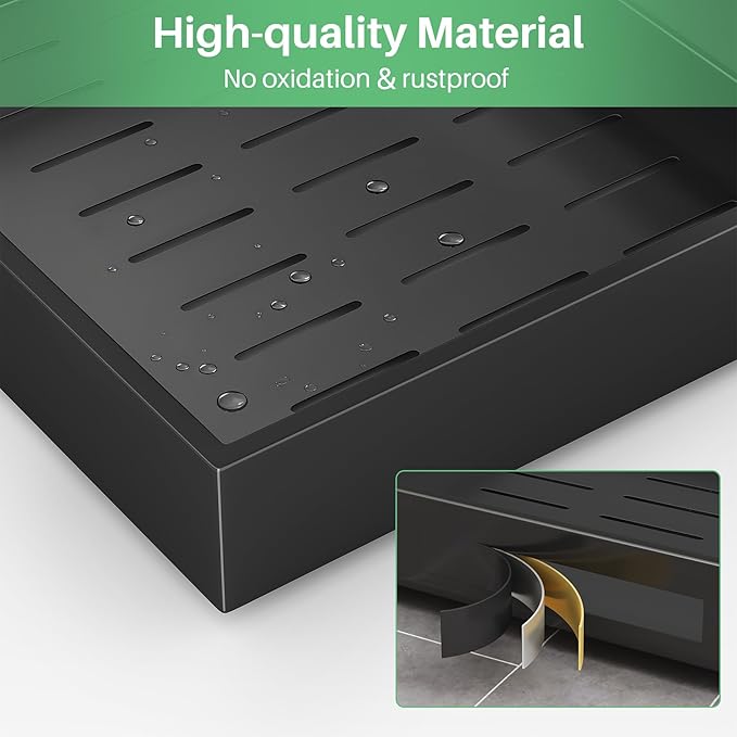 Pull out Cabinet Organizer, 21"Deep, 16.9"Wide Heavy Duty Full-Extension Slide out Drawers with Nano Adhesive, Roll Out Shelves Sliding Cabinet for Kitchen, Bathroom, Pantry,under sink Storage(Black)