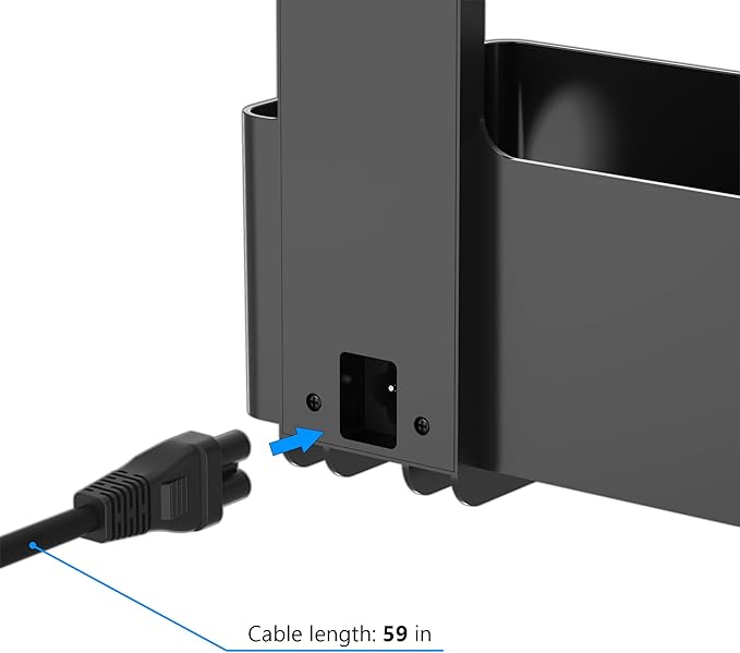 Under Desk Cable Management Tray with 6 AC Power Outlet and Clamp Mount, No Drill Cord Storage Organizers for Wire Management, Standing Desk, Computer Cord Rack for Office & Home (Black)