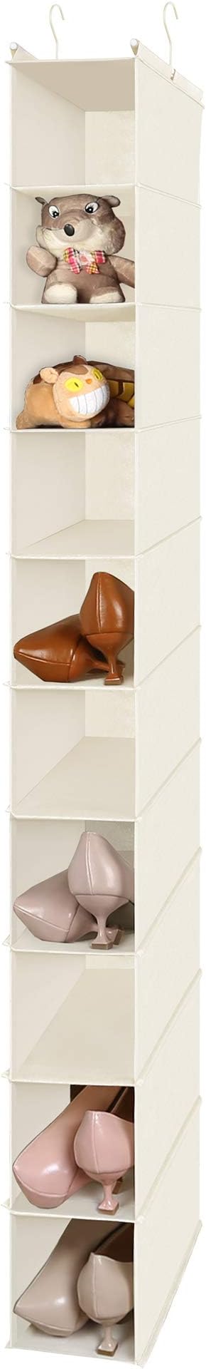 MAX Houser 10-Shelf Hanging Shoe Shelf Organizer, Hanging Shoe Storage for Closet,Pack of 2(Beige)