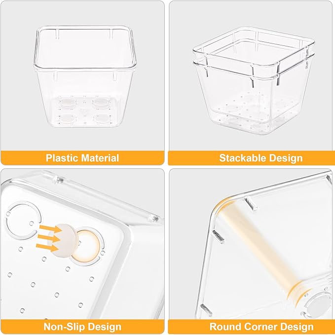 28 Piece Drawer Organizers with Non-Slip Silicone Pads