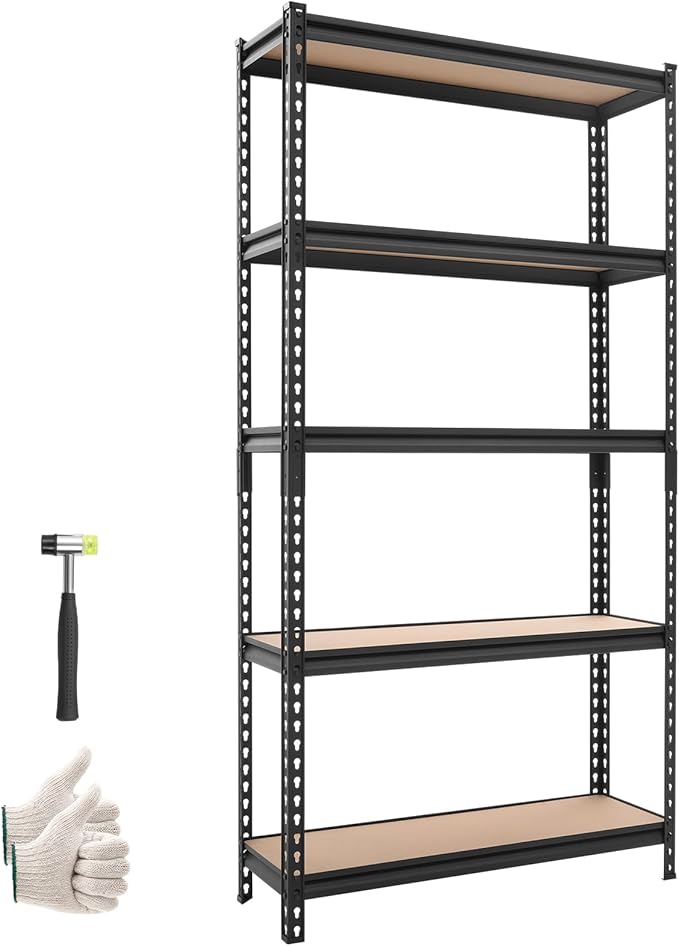 Storage Shelves, 5-Tier Adjustable, 36.34" W x 12.17" D x 71.38" H