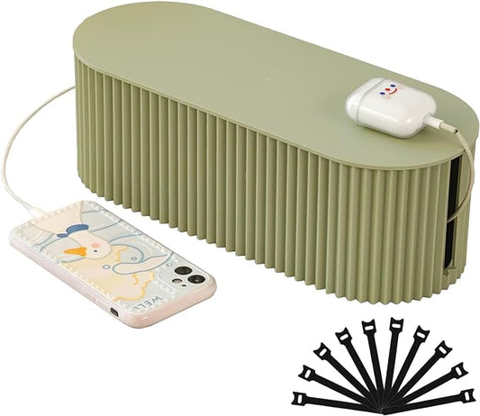 Cable Management Box, Cord Organizer Box with 10 Cable Ties